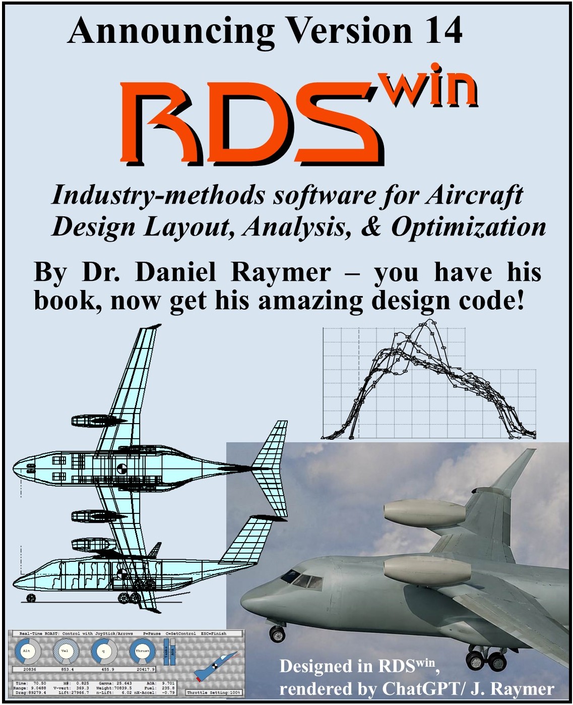 Announcing Version 14 of RDSWin. Industry-methods software for Aircraft Design Layout, Analysis, & Optimization.

By Dr. Daniel Raymer - you have his book, now get his amazing design code!